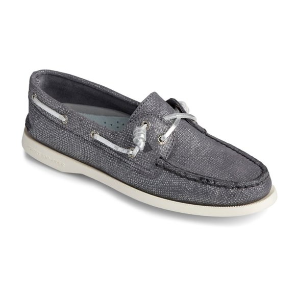 Sperry Vida Brushed Silver Metallic Boat Shoes - Picture 1 of 15